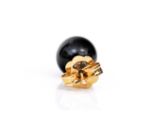 14k Yellow Gold Simple 6mm Black Onyx Ball Earrings With 14k And 10k Clutch Backs
