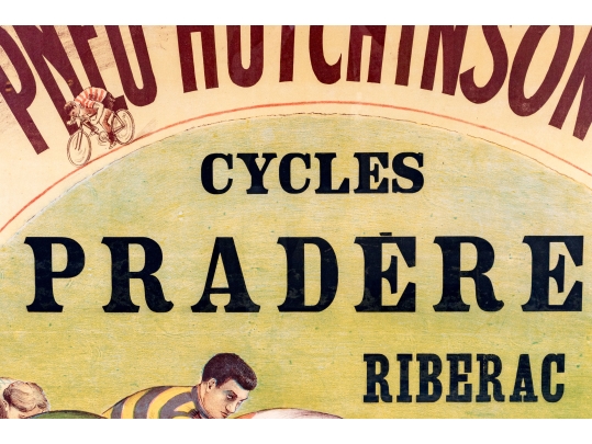 Large 1910 Pneu Hutchinson Cycles Pradere Riberac Poster