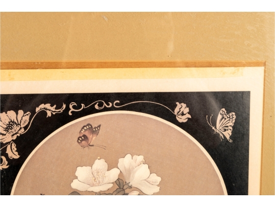 Pair Of Framed Chinese Floral/Butterfly Prints