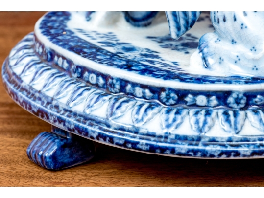 Decorative Blue And White Porcelain Compote Centerpiece