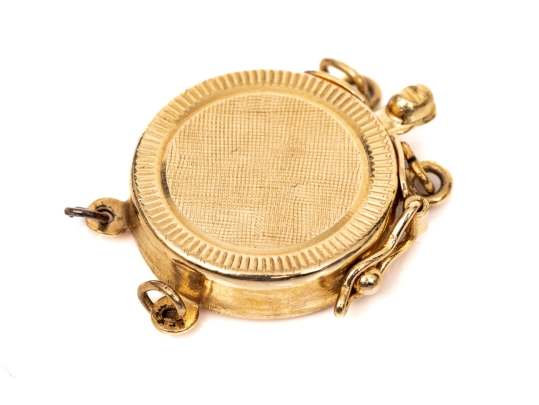 14k Yellow Gold Striking Vintage Double Strand Pearl/bead Clasp, Matte Finished Top