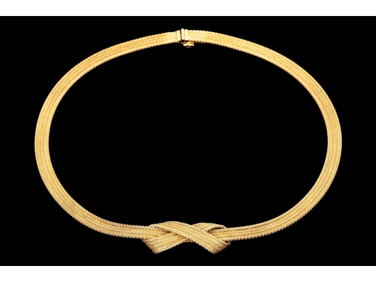 Tiffany & Co. Vintage 14k Yellow Gold Wonderful Vintage Mesh Knot Necklace, By Grosse Germany