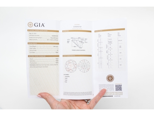 Round Brilliant Cut Diamond, 2.08 CTS, GIA Cert