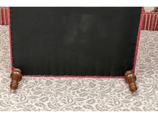 Quality Oversized Custom Upholstered Mahogany Ottoman