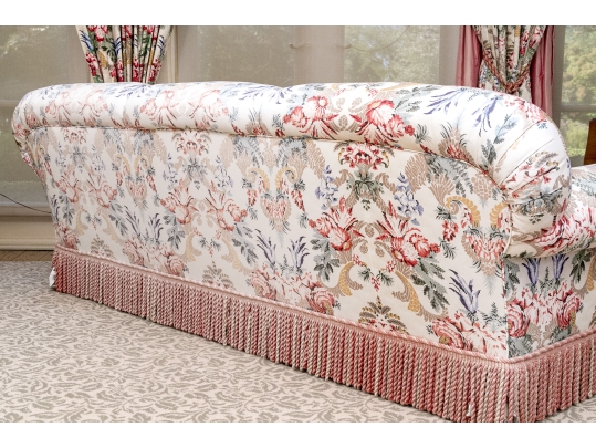 Custom Upholstered Sofa With Bullion Fringe
