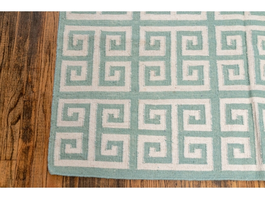 Hand Woven Wool Geometric Greek Key Carpet, 7'-11