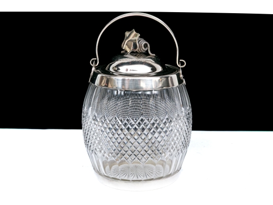 Antique Cut Glass And Silverplate Biscuit Jar
