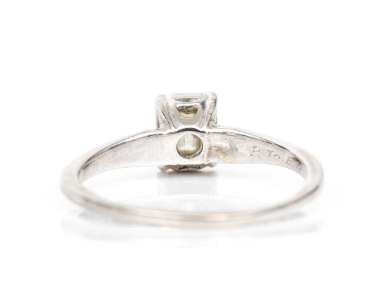 18k White Gold Simple Emerald Cut Diamond Solitaire Ring, App. 0.24 CTS, Size 6