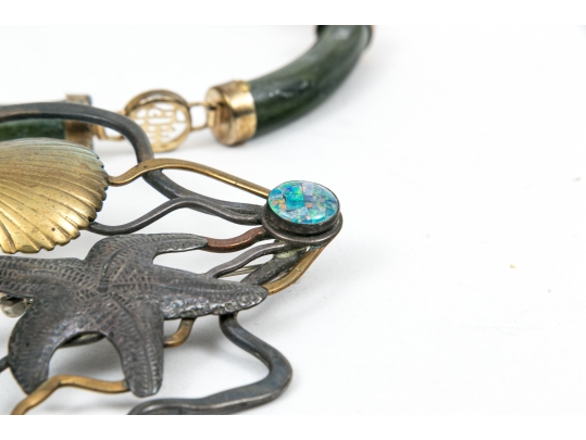 Small Lot Of Assorted Costume Jewelry, Including A Danish Silver Bracelet