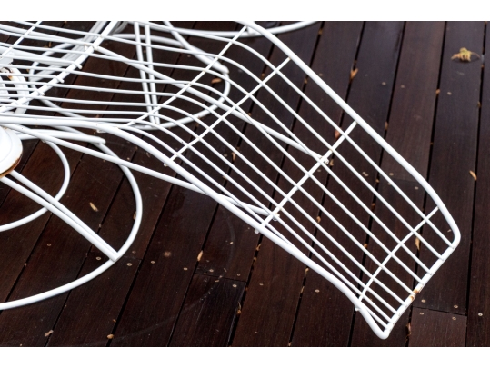 Outdoor Banana Lounge Chairs And Side Table, Likely Homecrest 