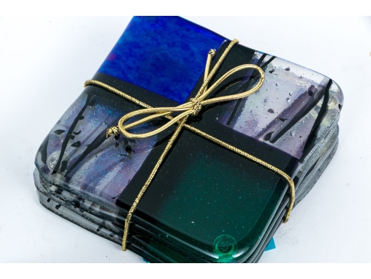 Five Sets Of Coasters With Art Glass