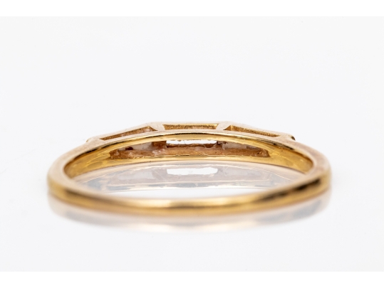 14k Yellow Gold Three Stone Baguette Diamond Band Ring, App. 0.20 TCW, Size 7.25, As-is