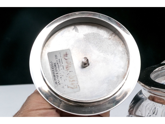 Fine 19th C. Silver Plate Mounted Cut Glass Biscuit Jar With Lid