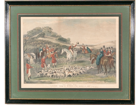 19th Century English Color Equestrian Etching, Moore's Tally Ho: To The Sports, The Noble Tips