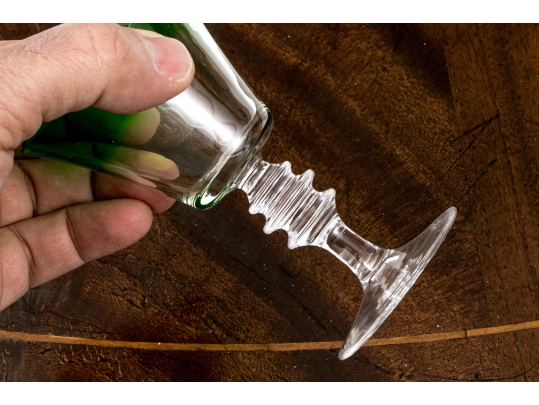 Set Of Fifteen Green Trimmed Stemware