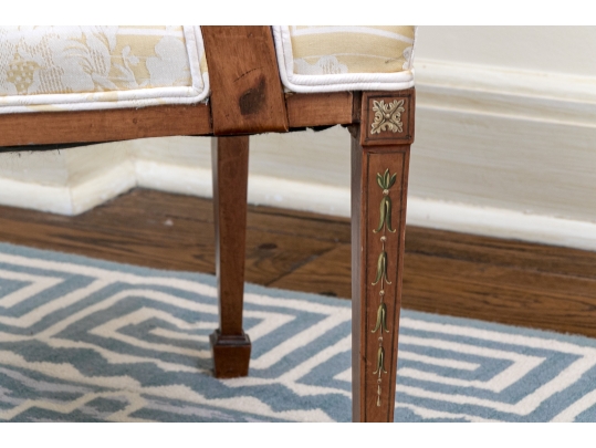 Quality Hepplewhite Style Painted Medallion Back Armchair