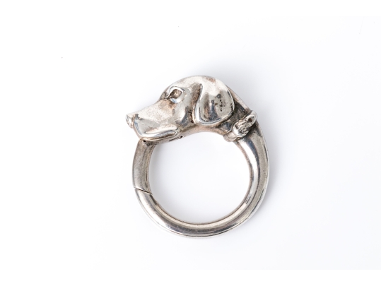 Tiffany & Co. Sterling Silver Beautiful Hound Ouroboros Key Ring, With Felt