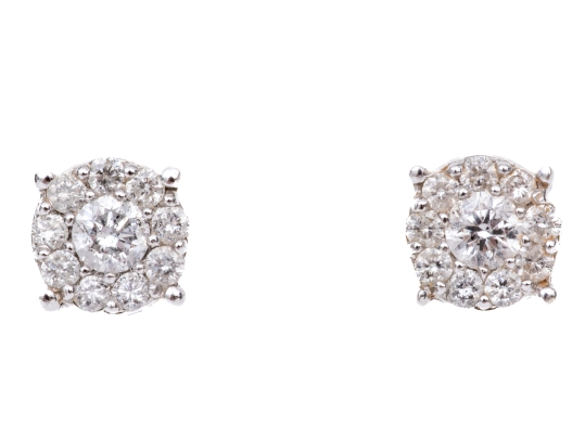 Effy 14k White Gold Lovely Diamond Cluster Earrings, App. 0.44 TCW