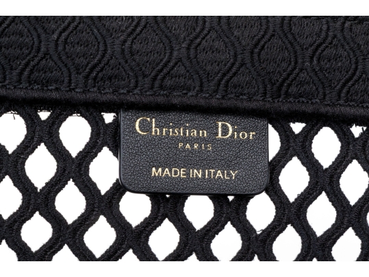Christian Dior Large Black Fabric Mesh Book Tote Bag