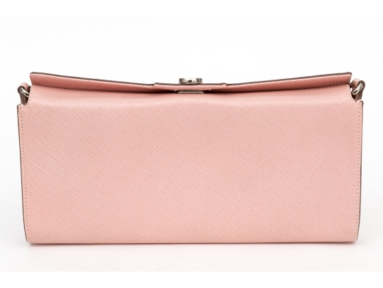 Ferragamo Pink Saffiano Leather Baguette Clutch, See Condition Note