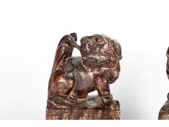 Vintage Carved Soapstone Asian Foo Dog Bookends