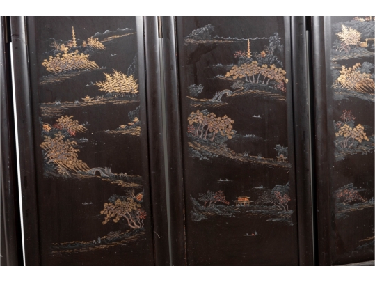 3ft Hand-Painted Chinese Four-Panel Folding Screen
