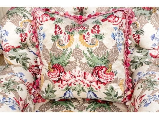 Custom Upholstered Club Chair With Bullion Fringe