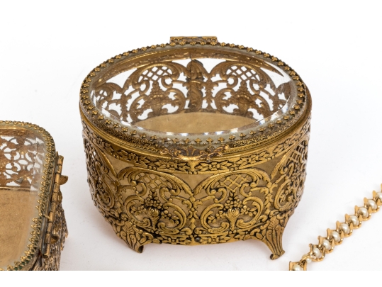 Collection Of Fashion And Limoge Brooches, Necklace And Two Jewelry Boxes
