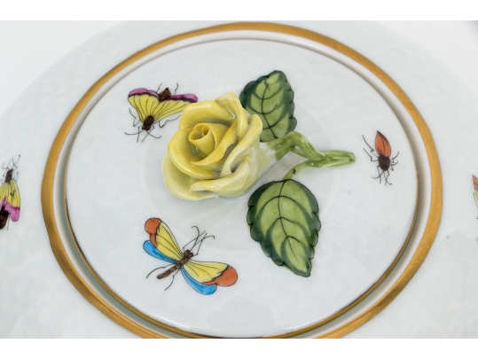 Herend Hungary Hand-Painted Porcelain Lidded Teapot, Rothschild Bird (RO) Pattern