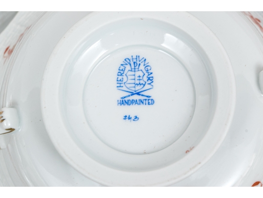Herend Hungary Hand-Painted Dinner Service For Fourteen,  Rust Chinese Bouquet (AOG) Pattern