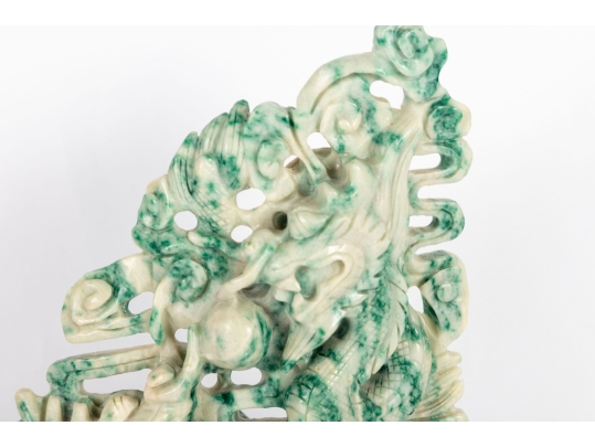 White/Green Hardstone Dragon Sculpture