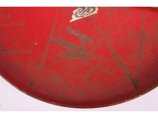 Vintage Red Paint Decorated Metal Flying Saucer Sled