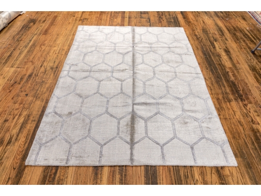 Hand Knotted Wool And Silkette Contemporary Carpet, 7' X 5', New
