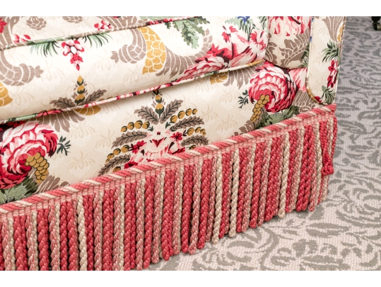 Custom Upholstered Sofa With Bullion Fringe