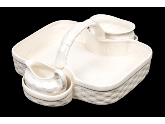 Tiffany& Co Strawberry Basket With Creamer And Sugar Bowl