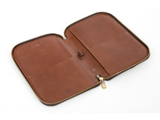 Louis Vuitton Brown Monogram Small Leather Zip Folio Pouch