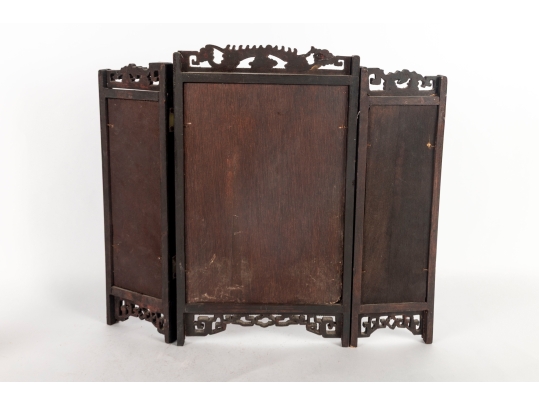 Vintage Chinese Reverse Glass Painted Table Screen