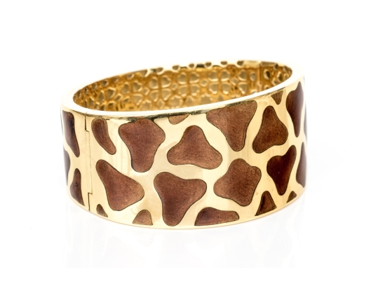 Roberto Coin 18k Yellow Gold Magnificent Ultra Wide Giraffe Patterned Bangle Bracelet