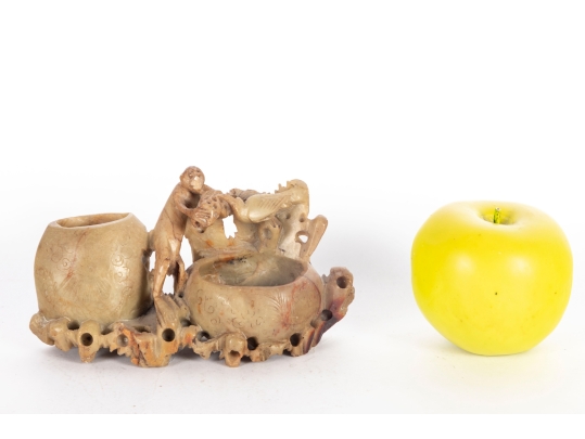 Antique Chinese Carved Soapstone Display