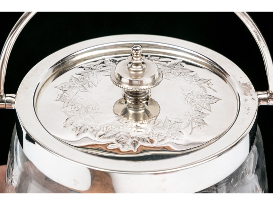 Antique Cut Glass And Silverplate Biscuit Jar