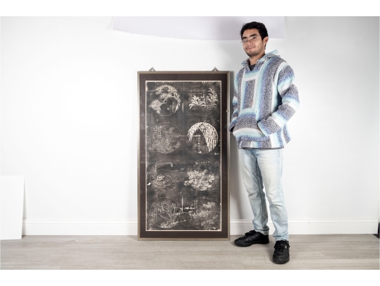 Framed Chinese Ink Rubbing Panel, 4'5