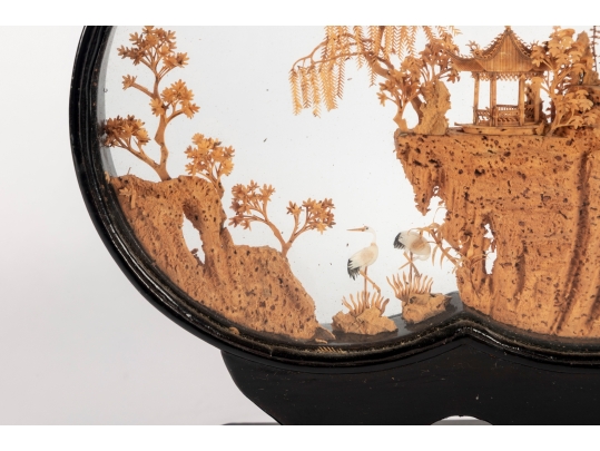 Chinese Cork Diorama Landscape Scene In Display