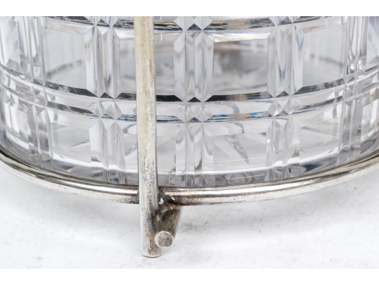 Antique Cut Crystal And Silverplate Biscuit Jar