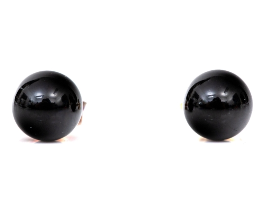14k Yellow Gold Simple 6mm Black Onyx Ball Earrings With 14k And 10k Clutch Backs