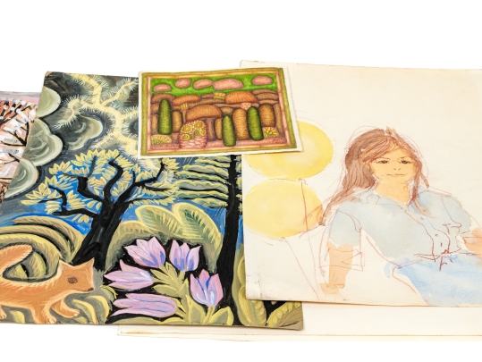 Collection Of A Variety Of Watercolors With Willi Hartung And Two Color Prints 