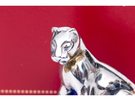 Cartier Sterling Silver Panther And Crystal Ball Paperweight, With Box