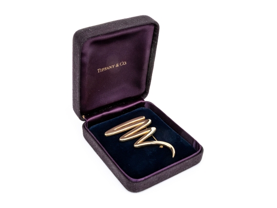 Tiffany & Co. 18k Yellow Gold Paloma Picasso Iconic Jumbo Graffiti Squiggle Brooch, With Box