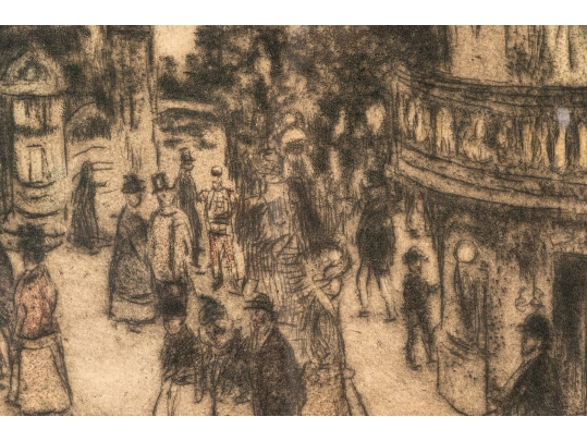 Jean Francois Raffaelli (France, 1850-1924) Etching, Paris Street Scene