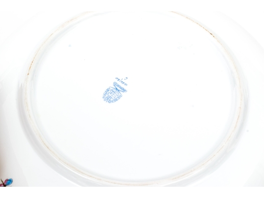 Herend Hungary Hand-Painted Porcelain Serving Or Chop Plate, Rothschild Bird (RO) Pattern