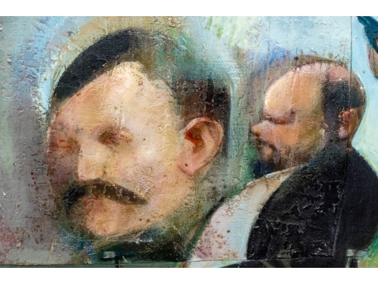 Melvin Joel Zabarsky (American, 1932-2019) ”Lenin And The Assassins” Oil On Canvas Painting, 1965